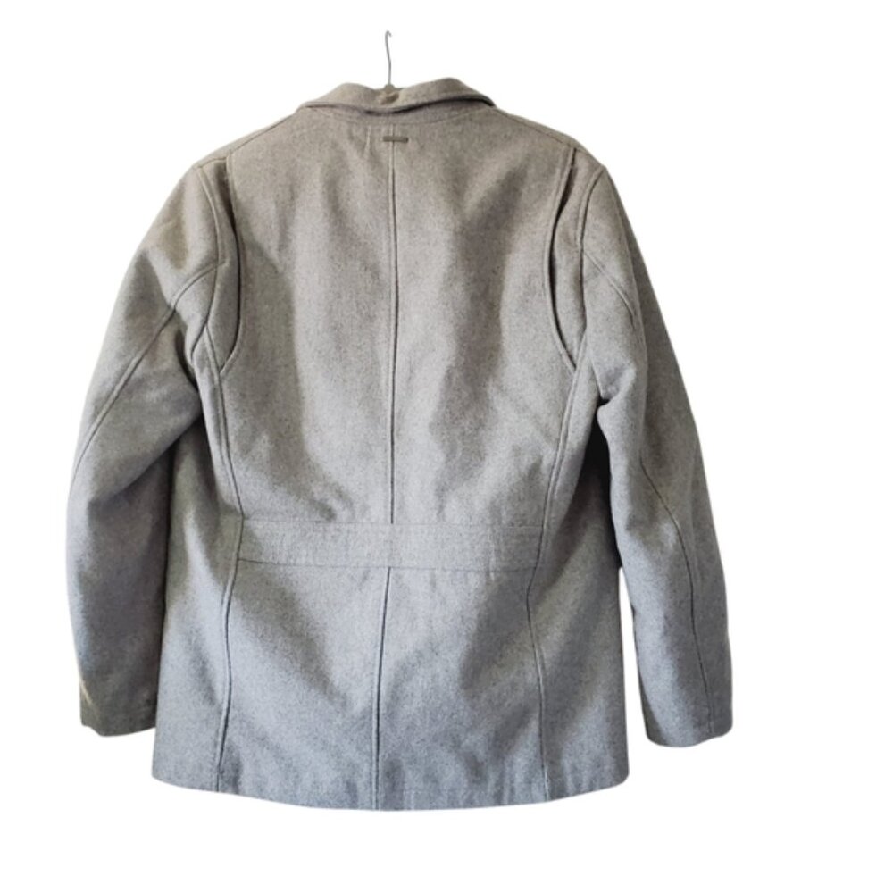 Michael Kors Mens Grey Wool Zip Shell Lined Pea Coat Jacket M - Picture 3 of 7
